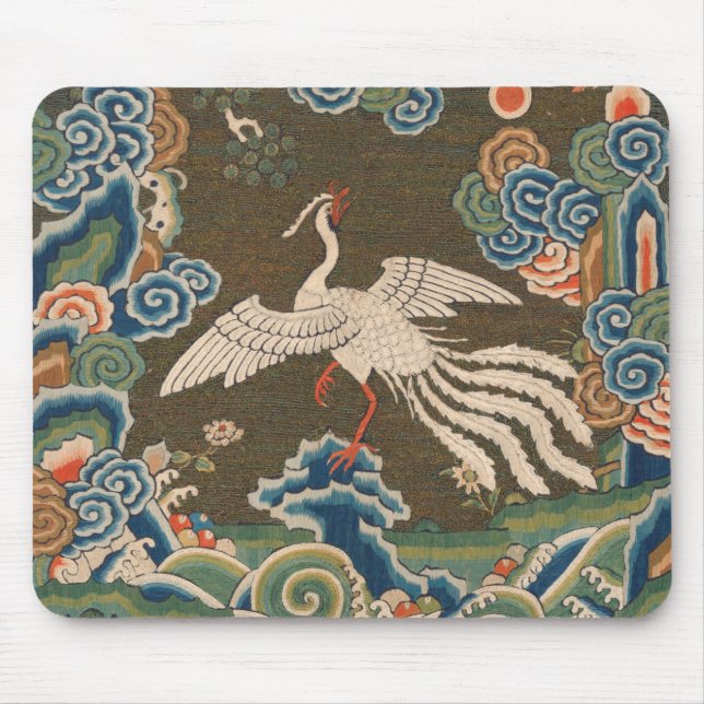 Antique chinese bird artwork tapestry phoenix mouse pad (Front)