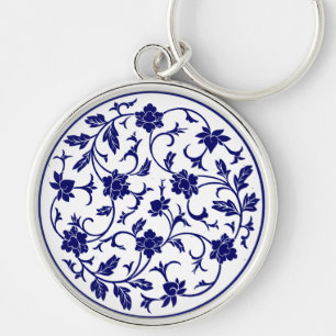 Antique Chinese Blue & White Mandala Key Ring