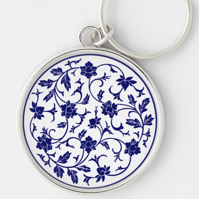 Antique Chinese Blue & White Mandala Key Ring (Front)