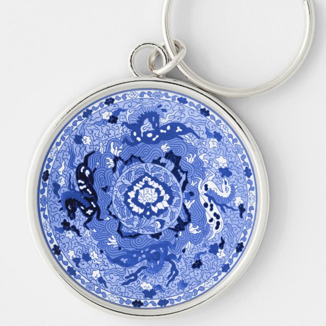Antique Chinese Blue & White Mandala Key Ring (Front)