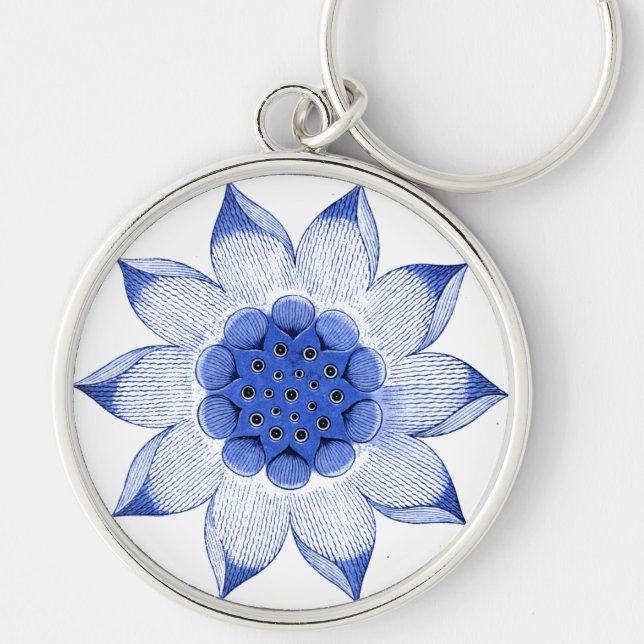 Antique Chinese Blue & White Mandala Key Ring (Front)