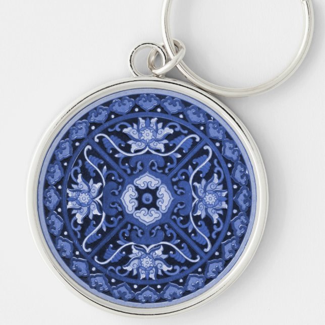 Antique Chinese Blue & White Mandala Key Ring (Front)