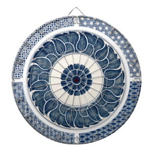 Antique Chinese Blue White Porcelain Pattern Dartboard