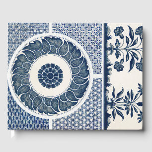 Antique Chinese Blue White Porcelain Pattern Guest Book