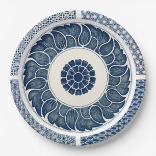 Antique Chinese Blue White Porcelain Pattern Paper Plate