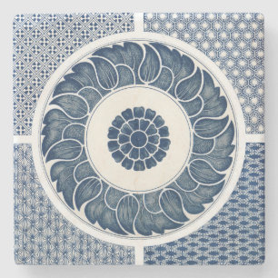 Antique Chinese Blue White Porcelain Pattern Stone Coaster
