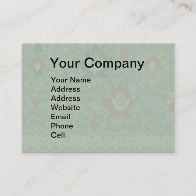 Antique Chinese Circle Blue Green Business Card (Front)
