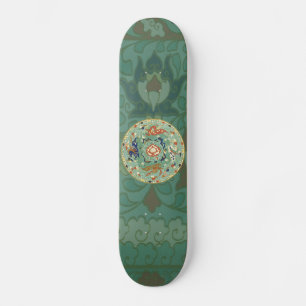 Antique Chinese Circle Blue Green Skateboard