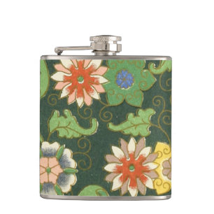 Antique Chinese Cloisonne Pattern: Jade Green Hip Flask