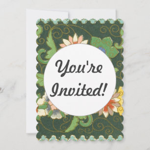 Antique Chinese Cloisonne Pattern: Jade Green Invitation