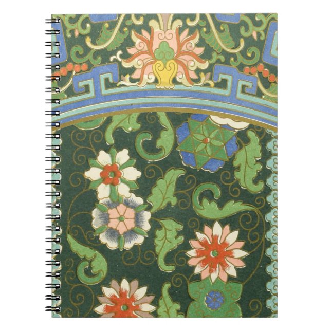 Antique Chinese Cloisonne Pattern: Jade Green Notebook (Front)