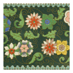 Antique Chinese Cloisonne Pattern: Jade Green Poster