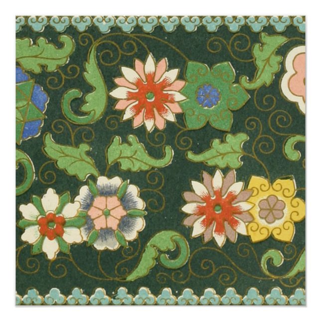 Antique Chinese Cloisonne Pattern: Jade Green Poster (Front)