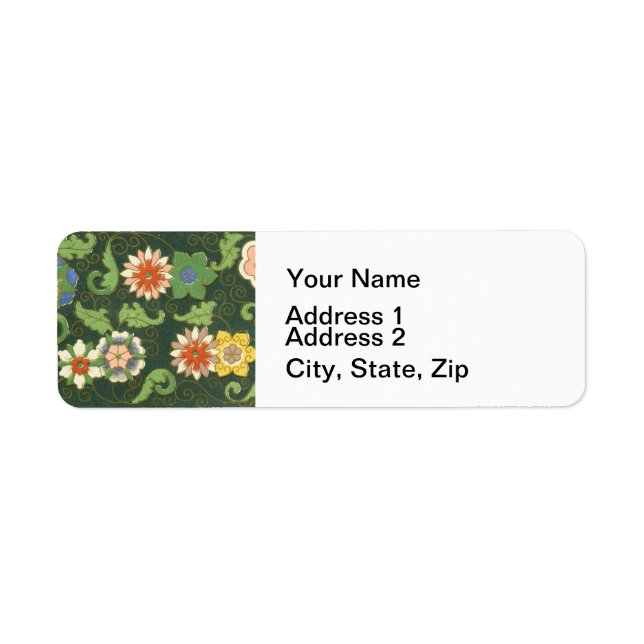 Antique Chinese Cloisonne Pattern: Jade Green Return Address Label (Front)