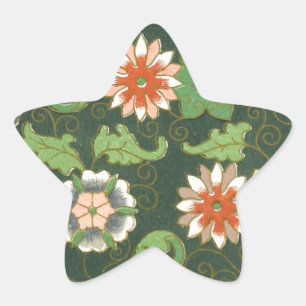 Antique Chinese Cloisonne Pattern: Jade Green Star Sticker