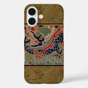Antique Chinese Dragon Silk Embroidery Pattern iPhone 16 Case
