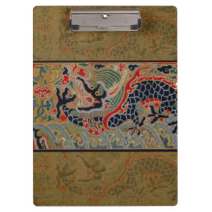 Antique Chinese Dragon Silk Embroidery Pattern Clipboard