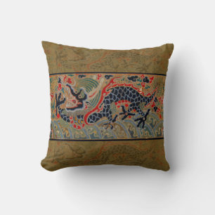 Antique Chinese Dragon Silk Embroidery Pattern Cushion