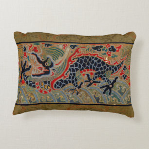 Antique Chinese Dragon Silk Embroidery Pattern Decorative Cushion