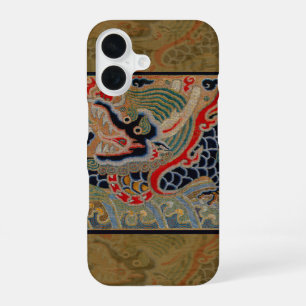 Antique Chinese Dragon Silk Embroidery Pattern iPhone 16 Case