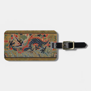 Antique Chinese Dragon Silk Embroidery Pattern Luggage Tag