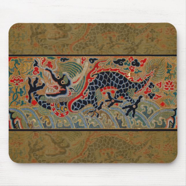 Antique Chinese Dragon Silk Embroidery Pattern Mouse Pad (Front)
