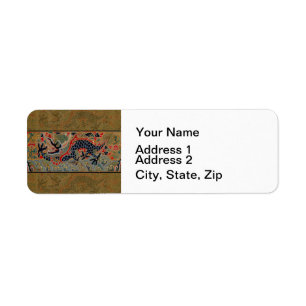 Antique Chinese Dragon Silk Embroidery Pattern Return Address Label