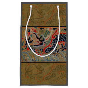 Antique Chinese Dragon Silk Embroidery Pattern Small Gift Bag