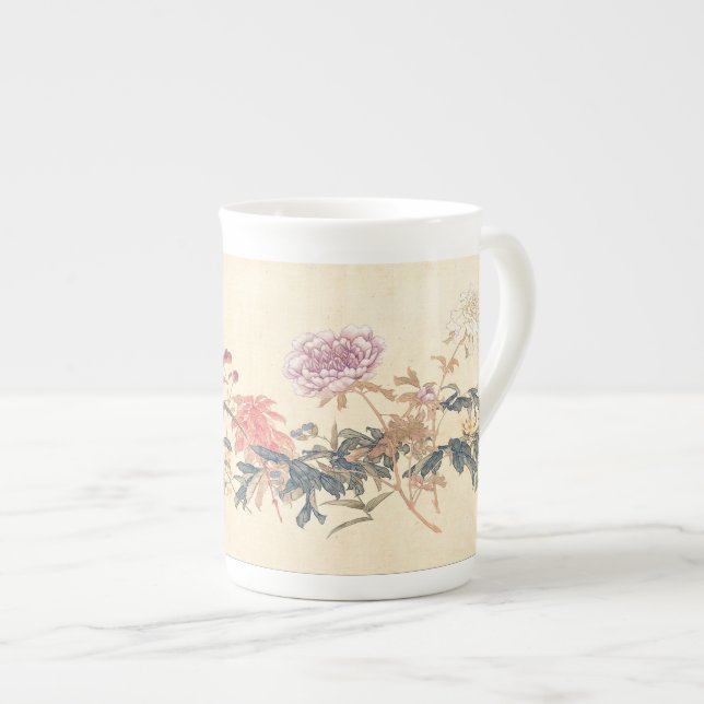 Antique Chinese Flower Painting by Ju Lian repro Bone China Mug (Front Right)