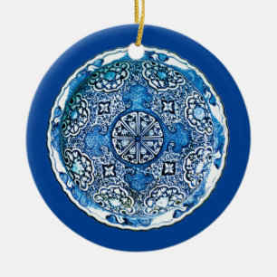 Antique Chinese Porcelain Plate, Cobalt Blue  Ceramic Ornament