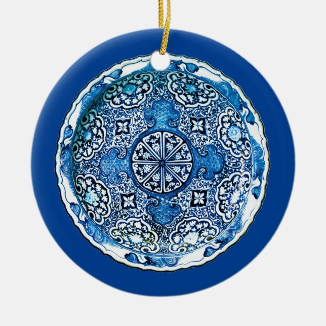 Antique Chinese Porcelain Plate, Cobalt Blue  Ceramic Ornament (Front)