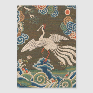 Antique Chinese White Bird Silk Embroidery Print