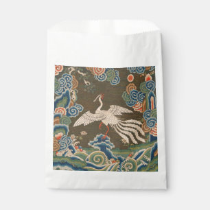 Antique Chinese White Bird Silk Embroidery Print Favour Bag