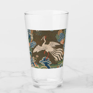 Antique Chinese White Bird Silk Embroidery Print Glass