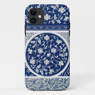 Antique Chinoiserie Chinese Pattern Dark Blue iPhone 11 Case