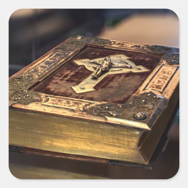 Antique Christian Bible Square Sticker (Front)