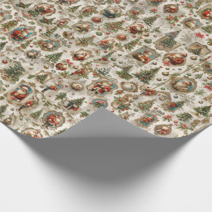 Antique Christmas Ephemera   Retro Santa Vintage  Wrapping Paper