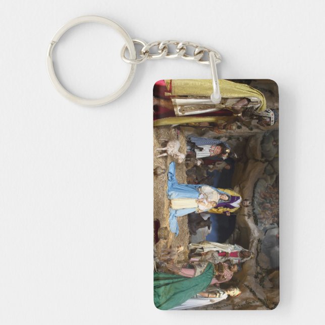 Antique Christmas Nativity Scene Key Ring (Front)