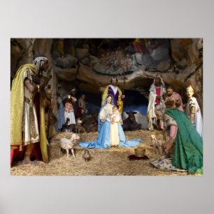 Antique Christmas Nativity Scene Poster