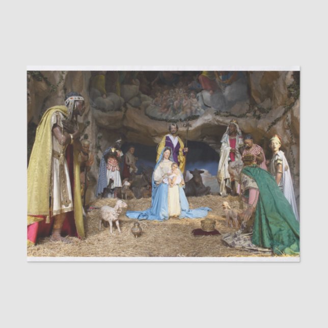 Antique Christmas Nativity Scene Tissue Paper (Front)