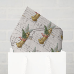 Antique Christmas Tree Angel Victorian Christian Tissue Paper