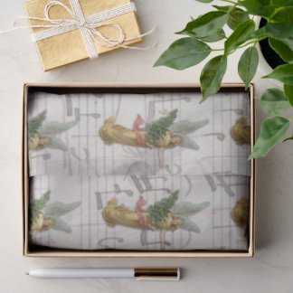 Antique Christmas Tree Angel Victorian Christian Tissue Paper