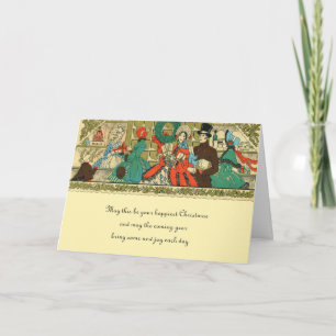 Antique Christmas Victorian Window Shopping Holiday Card