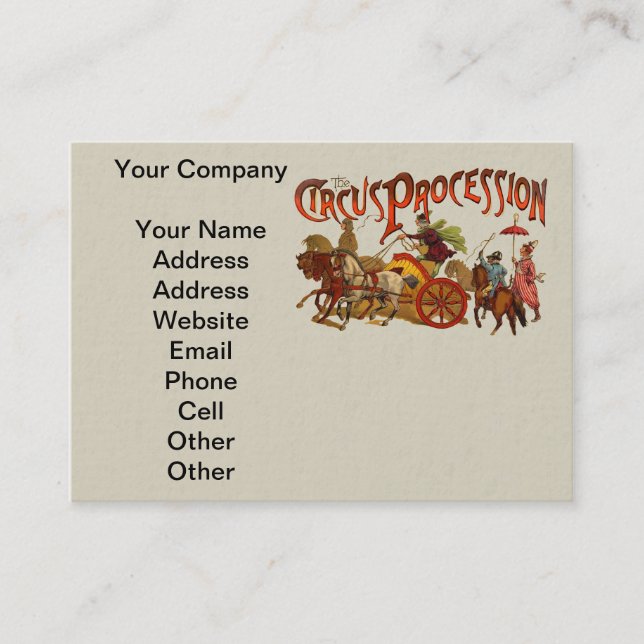 Antique Circus Parade Clowns Horses Business Card (Front)