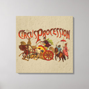 Antique Circus Parade Clowns Horses Canvas Print