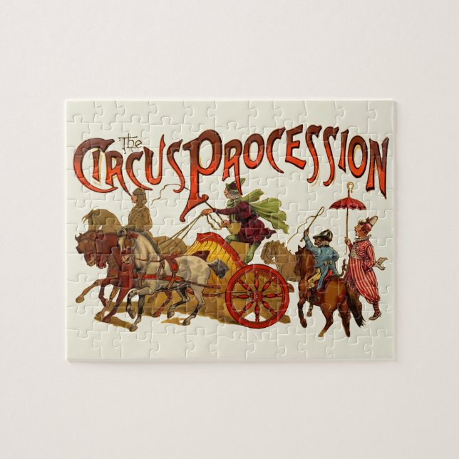 Antique Circus Parade Clowns Horses Jigsaw Puzzle (Horizontal)