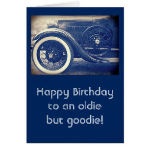 Antique Classic Cars Blue Custom Birthday Card