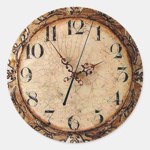 Antique Clock Classic Round Sticker
