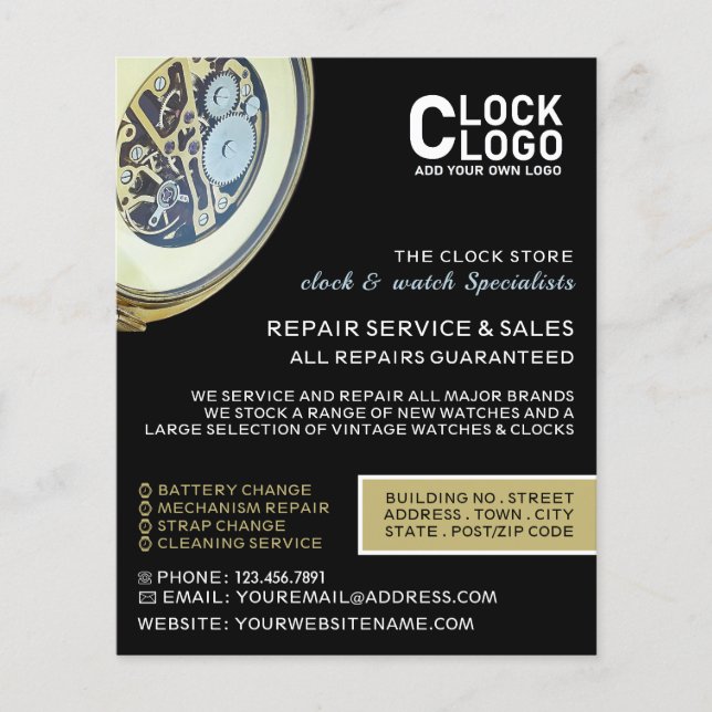 Antique Clock, Horologist Advertising Flyer (Front)