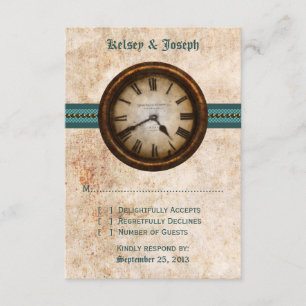 Antique Clock Response Card, Teal